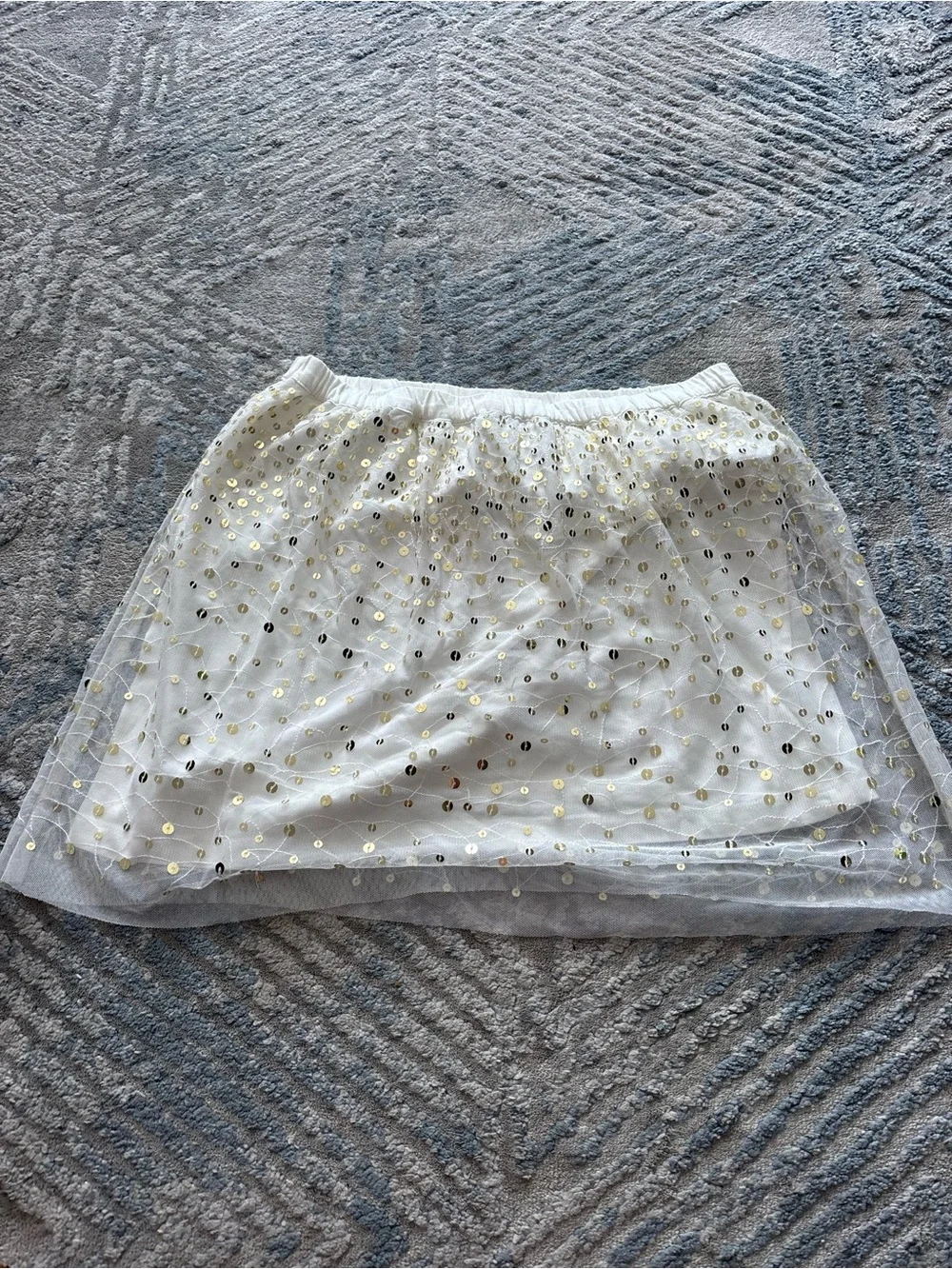 Kids set White Tulle Skirt with Gold Sequin Detail and shirt
